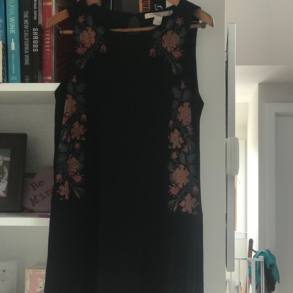 Little Black Embroidered Tunic/ Micro Dress